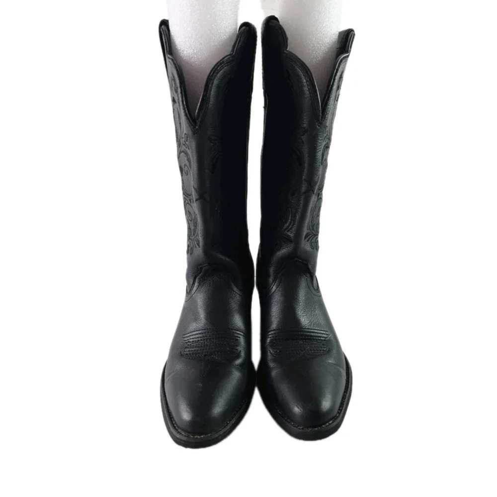 Twisted X Western Boots Womens 8 B Floral Embroidered ROUND TOE Black WWT0031 - Picture 2 of 8